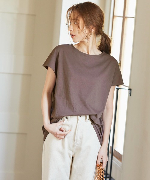 KOBE LETTUCE（コウベレタス）の「汗ジミ防止ノースリーブカットソー＆フレンチスリーブTシャツ（Tシャツ/カットソー・レディース・ブラック/ベージュ系その他/ホワイト系その他/ミント/オフホワイト/ブラック系その他/ブラウン系その他/ブラウン/ベージュ/グリーン系その他・1/2）」の21枚目の写真