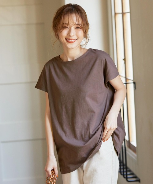 KOBE LETTUCE（コウベレタス）の「汗ジミ防止ノースリーブカットソー＆フレンチスリーブTシャツ（Tシャツ/カットソー・レディース・ブラック/ベージュ系その他/ホワイト系その他/ミント/オフホワイト/ブラック系その他/ブラウン系その他/ブラウン/ベージュ/グリーン系その他・1/2）」の15枚目の写真