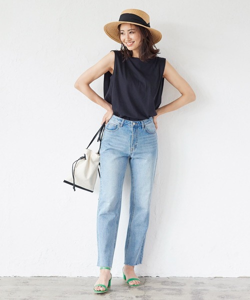 KOBE LETTUCE（コウベレタス）の「汗ジミ防止ノースリーブカットソー＆フレンチスリーブTシャツ（Tシャツ/カットソー・レディース・ブラック/ベージュ系その他/ホワイト系その他/ミント/オフホワイト/ブラック系その他/ブラウン系その他/ブラウン/ベージュ/グリーン系その他・1/2）」の20枚目の写真