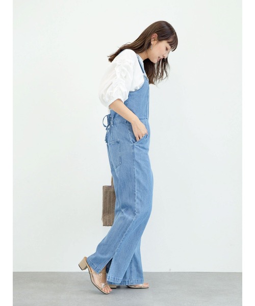 Sugar spoon（シュガースプーン）の「・SUGAR SPOON デニムレースアップサロペット＊（サロペット/オーバーオール・レディース・ブラック/インディゴブルー/ライトインディゴブルー・FREE）」の4枚目の写真