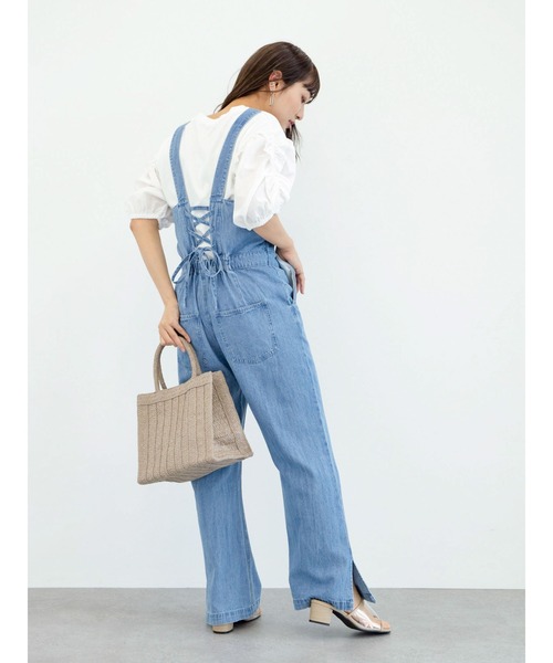 Sugar spoon（シュガースプーン）の「・SUGAR SPOON デニムレースアップサロペット＊（サロペット/オーバーオール・レディース・ブラック/インディゴブルー/ライトインディゴブルー・FREE）」の5枚目の写真