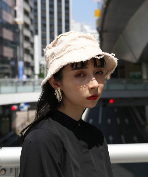 HARE（ハレ）の「クラッシュバケットハット(HARE)（ハット・レディース・ブラック/アイボリー・FREE）」の15枚目の写真