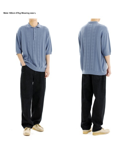 ポロシャツ ポロ 「mahagrid/マハグリッド」LION LS KNIT POLO/ライオンニットポロ レディース メンズ mahagrid/マハグリッド』LION LS KNIT POLO/ライオンニットポロ