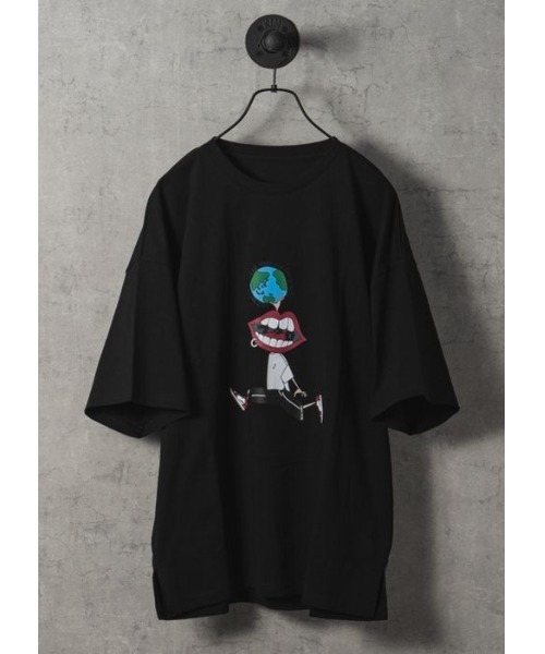 RE730(アールイーセブンサーティー)の「【RE730】なみおくん×地球儀プリントビッグシルエットTシャツ(Tシャツ/カットソー・メンズ・アッシュグレー/ブラック/オフホワイト・MEDIUM/LARGE)」の3枚目の写真