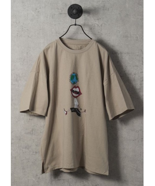 RE730(アールイーセブンサーティー)の「【RE730】なみおくん×地球儀プリントビッグシルエットTシャツ(Tシャツ/カットソー・メンズ・アッシュグレー/ブラック/オフホワイト・MEDIUM/LARGE)」の7枚目の写真