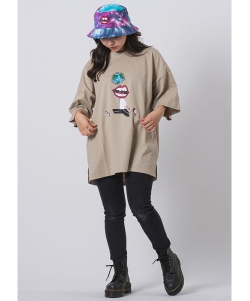 RE730(アールイーセブンサーティー)の「【RE730】なみおくん×地球儀プリントビッグシルエットTシャツ(Tシャツ/カットソー・メンズ・アッシュグレー/ブラック/オフホワイト・MEDIUM/LARGE)」の8枚目の写真