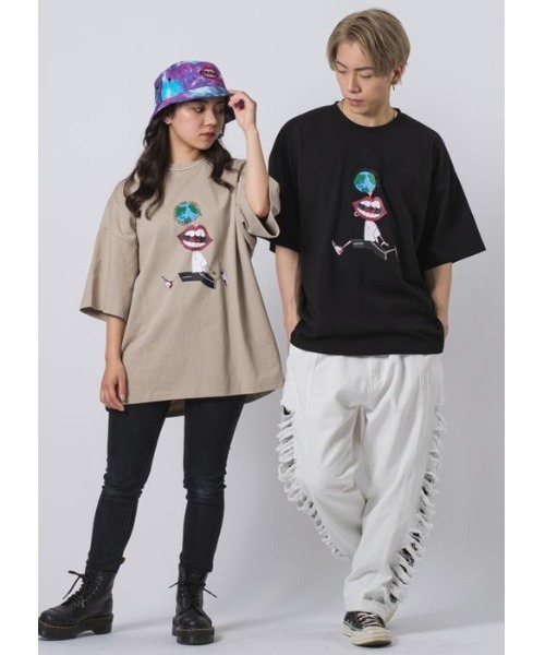 RE730(アールイーセブンサーティー)の「【RE730】なみおくん×地球儀プリントビッグシルエットTシャツ(Tシャツ/カットソー・メンズ・アッシュグレー/ブラック/オフホワイト・MEDIUM/LARGE)」の15枚目の写真