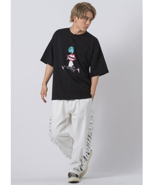 RE730(アールイーセブンサーティー)の「【RE730】なみおくん×地球儀プリントビッグシルエットTシャツ(Tシャツ/カットソー・メンズ・アッシュグレー/ブラック/オフホワイト・MEDIUM/LARGE)」の20枚目の写真
