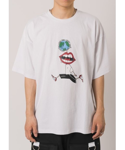 RE730(アールイーセブンサーティー)の「【RE730】なみおくん×地球儀プリントビッグシルエットTシャツ(Tシャツ/カットソー・メンズ・アッシュグレー/ブラック/オフホワイト・MEDIUM/LARGE)」の9枚目の写真