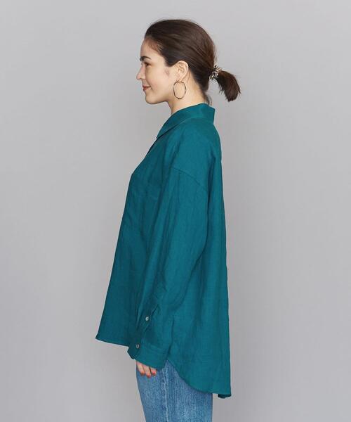 BEAUTY&YOUTH UNITED ARROWS（ビューティーアンドユースユナイテッドアローズ）の「BY 麻2WAYレギュラーカラーシャツ -ウォッシャブル-（シャツ/ブラウス・レディース・ベージュ/ブラック/ターコイズブルー・FREE）」の5枚目の写真
