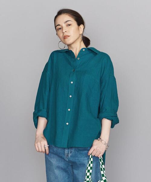 BEAUTY&YOUTH UNITED ARROWS（ビューティーアンドユースユナイテッドアローズ）の「BY 麻2WAYレギュラーカラーシャツ -ウォッシャブル-（シャツ/ブラウス・レディース・ベージュ/ブラック/ターコイズブルー・FREE）」の8枚目の写真