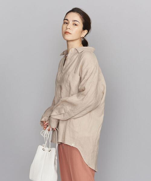 BEAUTY&YOUTH UNITED ARROWS（ビューティーアンドユースユナイテッドアローズ）の「BY 麻2WAYレギュラーカラーシャツ -ウォッシャブル-（シャツ/ブラウス・レディース・ベージュ/ブラック/ターコイズブルー・FREE）」の13枚目の写真