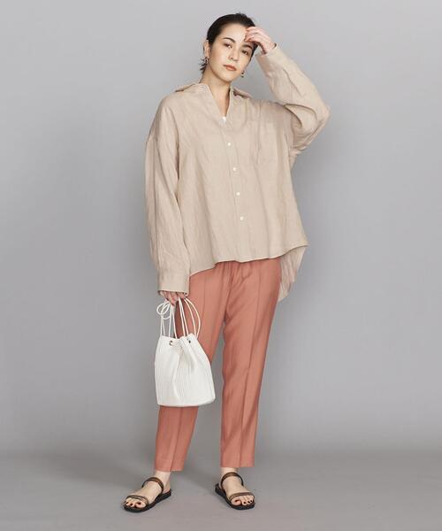 BEAUTY&YOUTH UNITED ARROWS（ビューティーアンドユースユナイテッドアローズ）の「BY 麻2WAYレギュラーカラーシャツ -ウォッシャブル-（シャツ/ブラウス・レディース・ベージュ/ブラック/ターコイズブルー・FREE）」の7枚目の写真