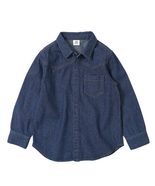 devirock（デビロック）の「デニム長袖シャツ（シャツ/ブラウス・キッズ・サックスブルー/ネイビー・110cm/130cm/140cm/120cm/100cm/150cm/160cm）」の6枚目の写真