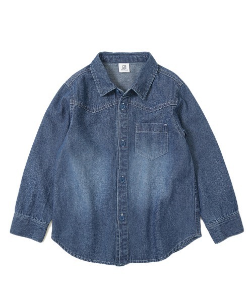 devirock（デビロック）の「デニム長袖シャツ（シャツ/ブラウス・キッズ・サックスブルー/ネイビー・110cm/130cm/140cm/120cm/100cm/150cm/160cm）」の7枚目の写真