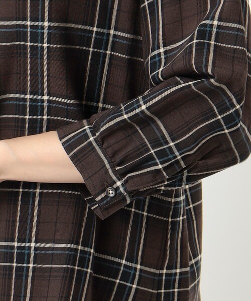 J.PRESS Ladies(J.プレス レディス)の「【洗える】セルローススタンドカラーチェック ブラウス(シャツ/ブラウス・レディース・ダークブラウン系3/ネイビー系3・XS)」の11枚目の写真