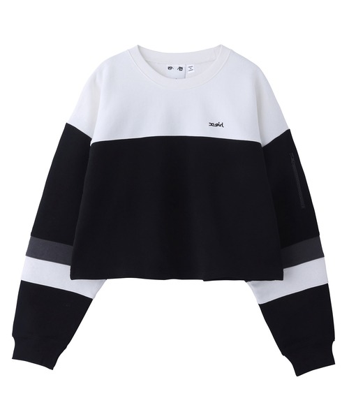 X-girl（エックスガール）の「CROPPED SWEAT TOP（スウェット・レディース・ライトブルー/ブラック/ベージュ・S/M）」の18枚目の写真