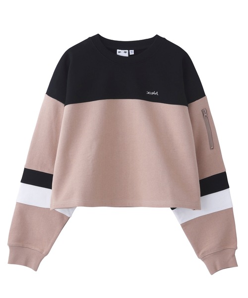 X-girl（エックスガール）の「CROPPED SWEAT TOP（スウェット・レディース・ライトブルー/ブラック/ベージュ・S/M）」の20枚目の写真
