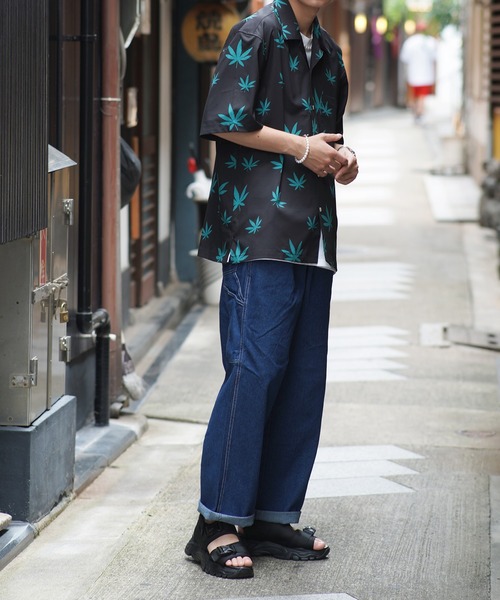 SPINNS（スピンズ）の「【ゆったりシルエット】リーフ総柄デザイン 半袖オープンカラーシャツ（シャツ/ブラウス・メンズ・ホワイト/ブラック・ONESIZE）」の14枚目の写真