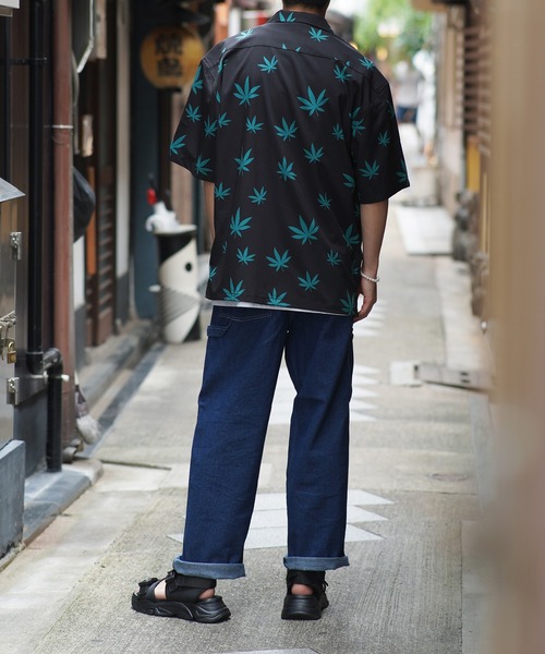 SPINNS（スピンズ）の「【ゆったりシルエット】リーフ総柄デザイン 半袖オープンカラーシャツ（シャツ/ブラウス・メンズ・ホワイト/ブラック・ONESIZE）」の16枚目の写真