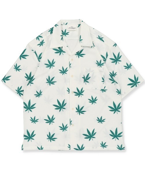 SPINNS（スピンズ）の「【ゆったりシルエット】リーフ総柄デザイン 半袖オープンカラーシャツ（シャツ/ブラウス・メンズ・ホワイト/ブラック・ONESIZE）」の19枚目の写真