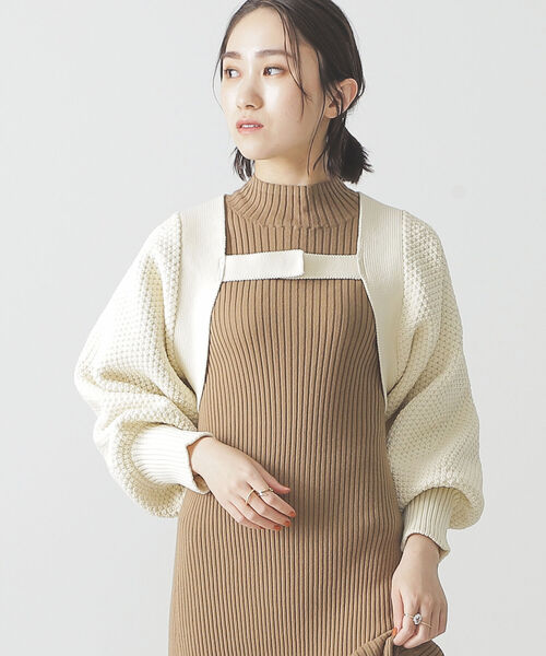 BEAMS LIGHTS（ビームスライツ）の「BEAMS LIGHTS / カノコ ボレロ（カーディガン/ボレロ・レディース・ブラック/ホワイト系その他5・ONE SIZE）」の4枚目の写真