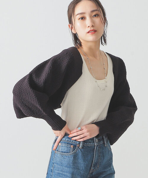 BEAMS LIGHTS（ビームスライツ）の「BEAMS LIGHTS / カノコ ボレロ（カーディガン/ボレロ・レディース・ブラック/ホワイト系その他5・ONE SIZE）」の3枚目の写真