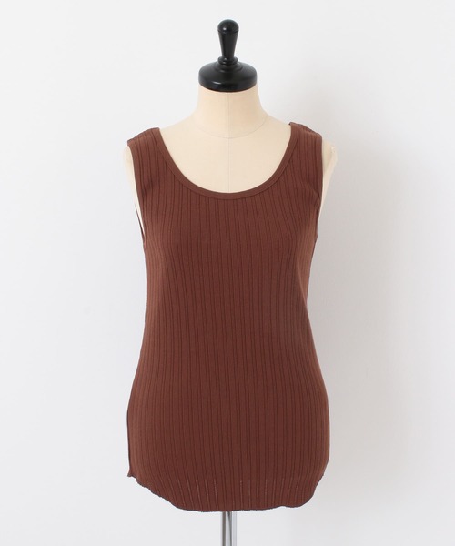 URBAN RESEARCH DOORS（アーバンリサーチドアーズ）の「アイレットテレコタンクトップ（タンクトップ・レディース・ナチュラル/ブラウン/ブラック・ONE）」の4枚目の写真