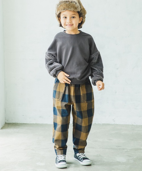 pairmanon（ペアマノン）の「【万能スウェット】ボア切替 ビッグシルエットトレーナー（スウェット・キッズ・ブラック/ブラウン/モカ/グレイッシュベージュ/ミント・140/150/90/100/110/120/130）」の19枚目の写真