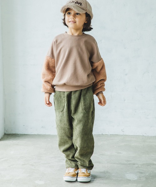 pairmanon（ペアマノン）の「【万能スウェット】ボア切替 ビッグシルエットトレーナー（スウェット・キッズ・ブラック/ブラウン/モカ/グレイッシュベージュ/ミント・140/150/90/100/110/120/130）」の13枚目の写真