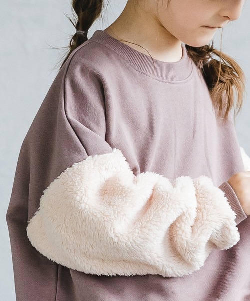 pairmanon（ペアマノン）の「【万能スウェット】ボア切替 ビッグシルエットトレーナー（スウェット・キッズ・ブラック/ブラウン/モカ/グレイッシュベージュ/ミント・140/150/90/100/110/120/130）」の22枚目の写真