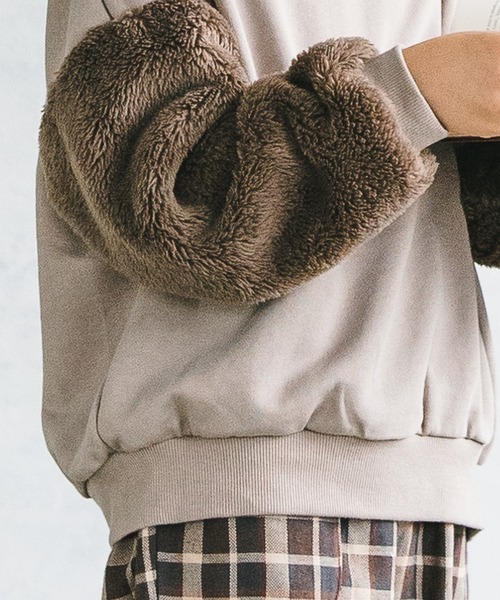 pairmanon（ペアマノン）の「【万能スウェット】ボア切替 ビッグシルエットトレーナー（スウェット・キッズ・ブラック/ブラウン/モカ/グレイッシュベージュ/ミント・140/150/90/100/110/120/130）」の9枚目の写真