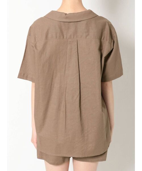 EVRIS（エヴリス）の「リネンブレンドオープンカラーシャツ（シャツ/ブラウス・レディース・ブラウン/アイボリー・FREE）」の14枚目の写真