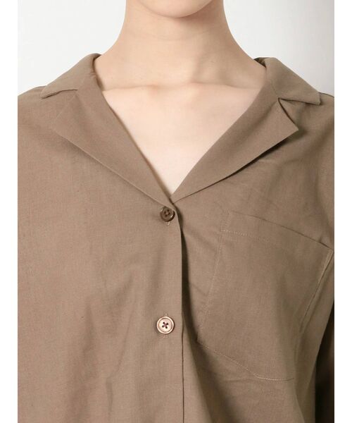 EVRIS（エヴリス）の「リネンブレンドオープンカラーシャツ（シャツ/ブラウス・レディース・ブラウン/アイボリー・FREE）」の15枚目の写真