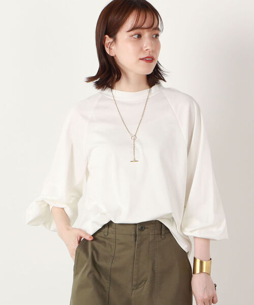 NOLLEY’S(ノーリーズ)の「ボトルネックトリコットプルオーバーカットソー(Tシャツ/カットソー・レディース・ブラック/オフホワイト/グリーン・38/36)」の1枚目の写真