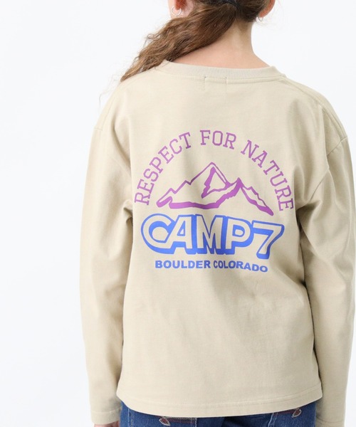 CAMP7（キャンプセブン）の「【CAMP7】ロゴプリントロンＴ（Tシャツ/カットソー・キッズ・ベージュ/ブラック・130/140/105/120/155）」の2枚目の写真