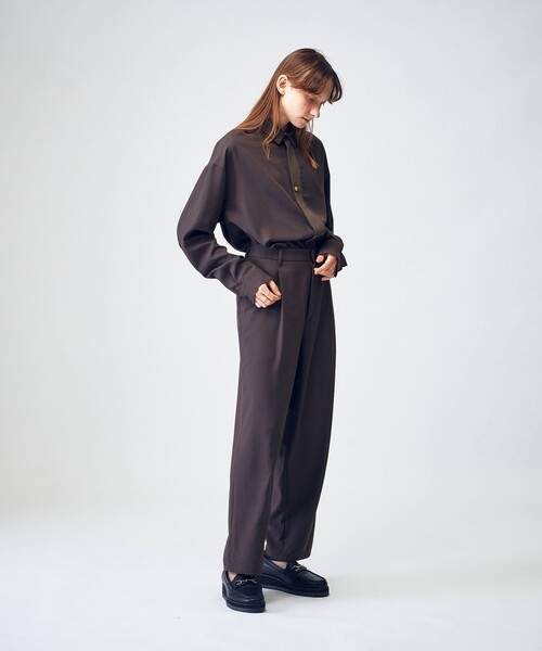 tk.TAKEO KIKUCHI(ティーケータケオキクチ)の「◆ナメラカハーフレイヤーシャツセットアップ(セットアップ・レディース・ブラック/ベージュ/カーキ/ブラウン系その他・66)」の3枚目の写真