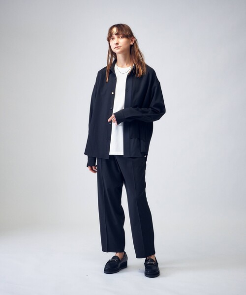 tk.TAKEO KIKUCHI(ティーケータケオキクチ)の「◆ナメラカハーフレイヤーシャツセットアップ(セットアップ・レディース・ブラック/ベージュ/カーキ/ブラウン系その他・66)」の2枚目の写真