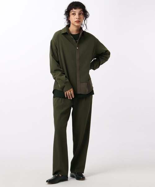 tk.TAKEO KIKUCHI(ティーケータケオキクチ)の「◆ナメラカハーフレイヤーシャツセットアップ(セットアップ・レディース・ブラック/ベージュ/カーキ/ブラウン系その他・66)」の5枚目の写真