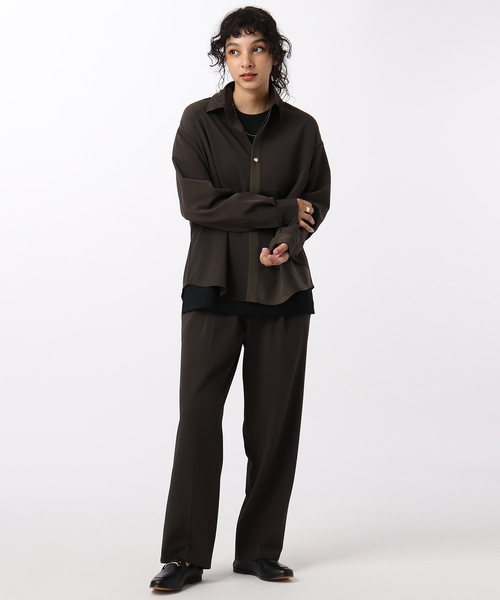 tk.TAKEO KIKUCHI(ティーケータケオキクチ)の「◆ナメラカハーフレイヤーシャツセットアップ(セットアップ・レディース・ブラック/ベージュ/カーキ/ブラウン系その他・66)」の7枚目の写真