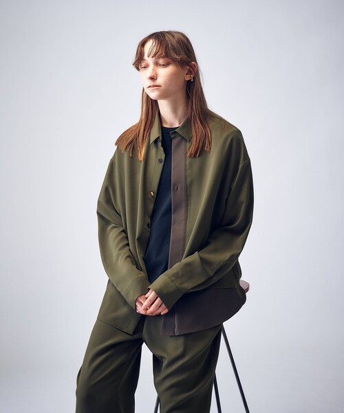 tk.TAKEO KIKUCHI(ティーケータケオキクチ)の「◆ナメラカハーフレイヤーシャツセットアップ(セットアップ・レディース・ブラック/ベージュ/カーキ/ブラウン系その他・66)」の13枚目の写真