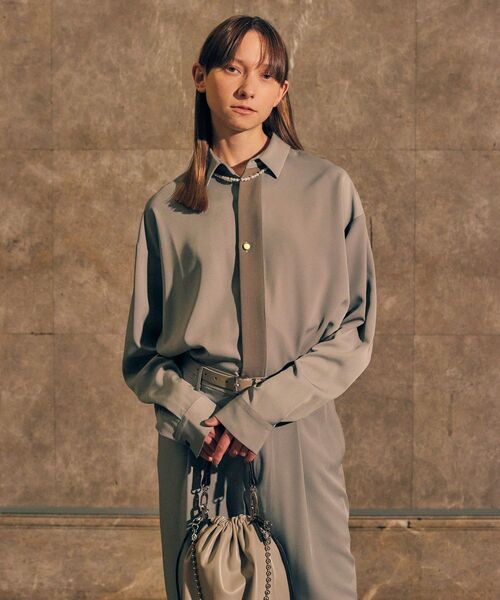 tk.TAKEO KIKUCHI(ティーケータケオキクチ)の「◆ナメラカハーフレイヤーシャツセットアップ(セットアップ・レディース・ブラック/ベージュ/カーキ/ブラウン系その他・66)」の10枚目の写真