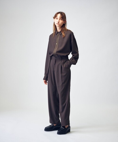 tk.TAKEO KIKUCHI(ティーケータケオキクチ)の「◆ナメラカハーフレイヤーシャツセットアップ(セットアップ・レディース・ブラック/ベージュ/カーキ/ブラウン系その他・66)」の15枚目の写真