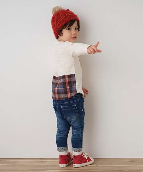 Love&Peace&Money（ラブアンドピースアンドマネー）の「スキニーニットデニムロングストレッチパンツ（デニムパンツ・キッズ・ネイビー・80ｃｍ/100cm/120cm/110cm/90cm/130cm）」の12枚目の写真