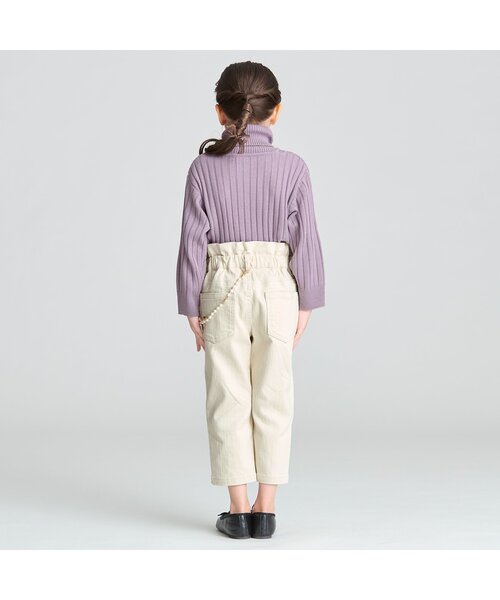 BREEZE（ブリーズ）の「パールチャーム付デニムパンツ 9分丈＿ストレッチ（デニムパンツ・キッズ・ネイビー/アイボリー・140/90/130/110/100/120/150）」の4枚目の写真