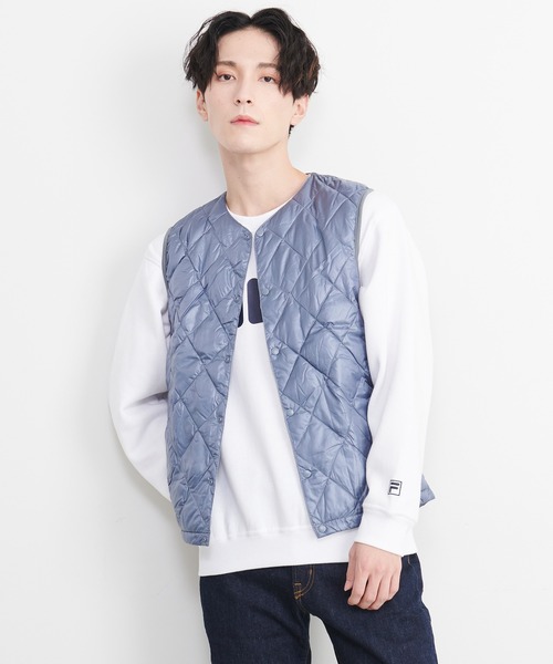 FILA(フィラ)の「FILA/フィラ キルティング 軽量 インナーダウン パッカブル 収納ポーチ付き ダウン ベスト(ダウンベスト・メンズ・ブラック/グレー/ブルー/ネイビー・M/LL/L)」の11枚目の写真