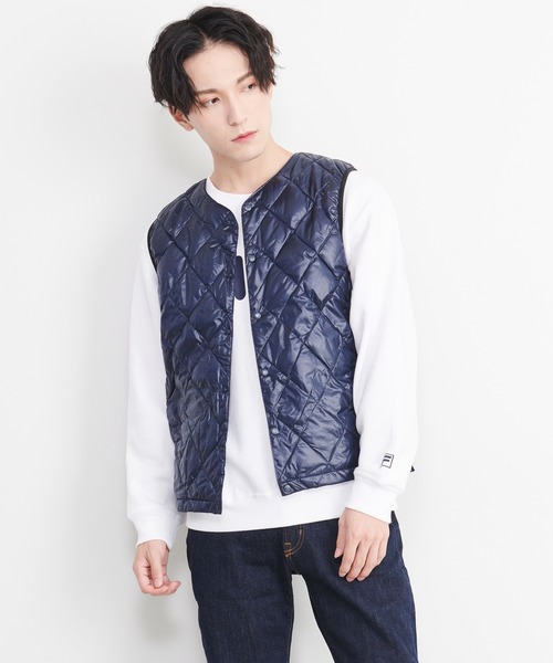 FILA(フィラ)の「FILA/フィラ キルティング 軽量 インナーダウン パッカブル 収納ポーチ付き ダウン ベスト(ダウンベスト・メンズ・ブラック/グレー/ブルー/ネイビー・M/LL/L)」の18枚目の写真