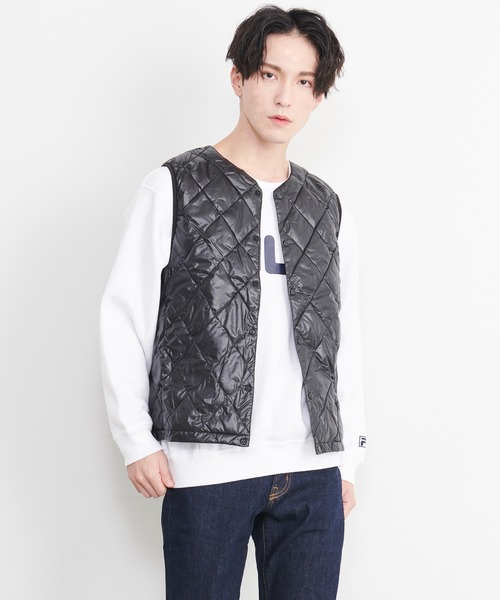 FILA(フィラ)の「FILA/フィラ キルティング 軽量 インナーダウン パッカブル 収納ポーチ付き ダウン ベスト(ダウンベスト・メンズ・ブラック/グレー/ブルー/ネイビー・M/LL/L)」の6枚目の写真