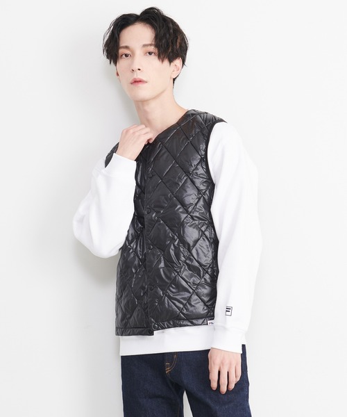 FILA(フィラ)の「FILA/フィラ キルティング 軽量 インナーダウン パッカブル 収納ポーチ付き ダウン ベスト(ダウンベスト・メンズ・ブラック/グレー/ブルー/ネイビー・M/LL/L)」の7枚目の写真