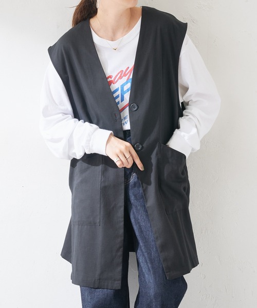 DISCOAT（ディスコート）の「ノーカラージレ（ベスト・レディース・ブラック/モカ/グレイッシュベージュ・FREE）」の2枚目の写真